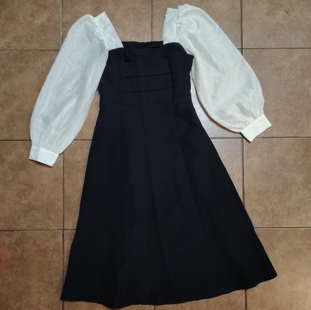 Elegant Black and White Formal A Line Dress